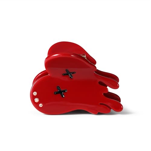 Lovime Red Heart Hair Claw Clip - Cellulose Acetate Gothic Hair Clip