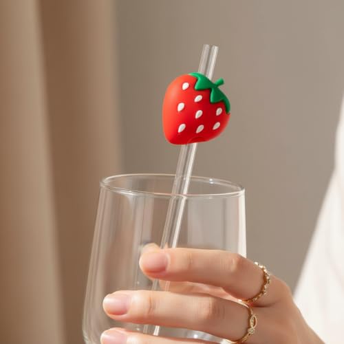 Red Strawberry Silicone Straw Cover for 10mm Stanley Cup Reusable Cap