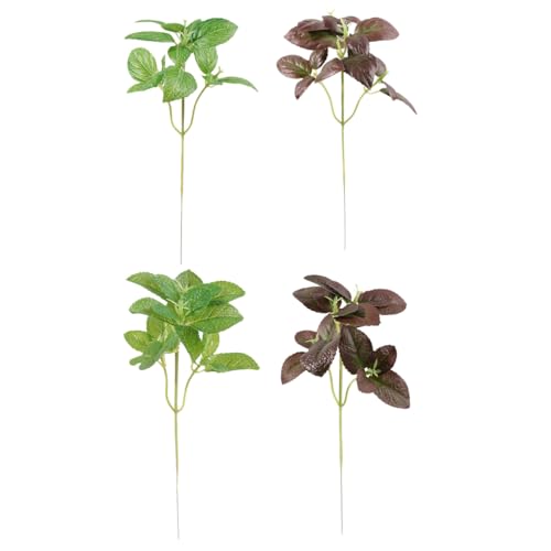 Hoement 4-Pack Artificial Faux Greenery Plant Leaves for Indoor Home Decor