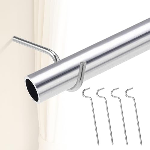 Zelphvt 4 Pcs Metal Curtain Rod Support Brackets, Middle Center Hook Hanger