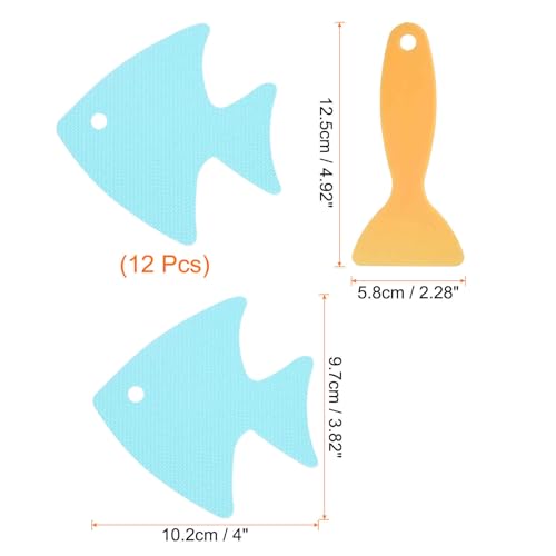 HARFINGTON 12pcs Blue Fish Bathtub Stickers - Non-Slip PEVA Shower Treads