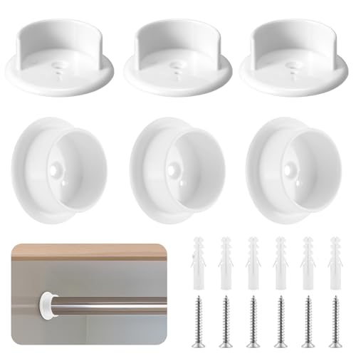 Closet Rod Holders for 1-3/8 Inch Rods, 6-Pack Plastic Brackets with Screws