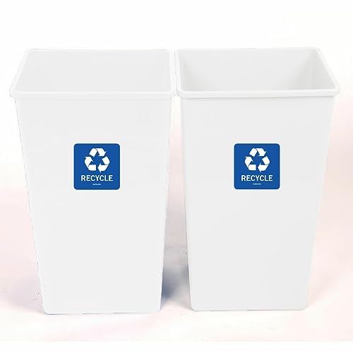 SICOL Plus Recycle & Trash Can Stickers - 4x4 Inch Vinyl Decals (2 Pcs)