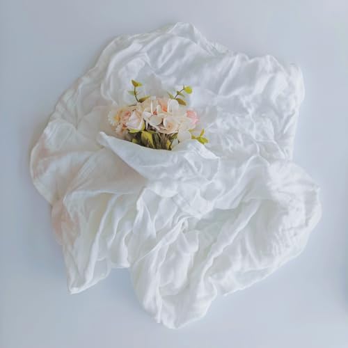 DEZIGKA Muslin Newborn Swaddle Blanket, Soft Cotton Wrap - White