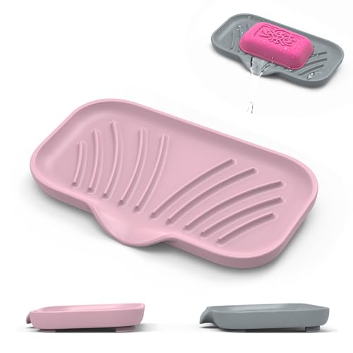 Jalopink 2 Pack Self-Draining Soap Holder - Gray Pink