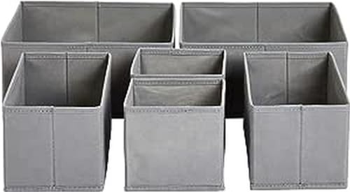 Amazon Basics Collapsible Cloth Drawer Organizer Boxes, Set of 6