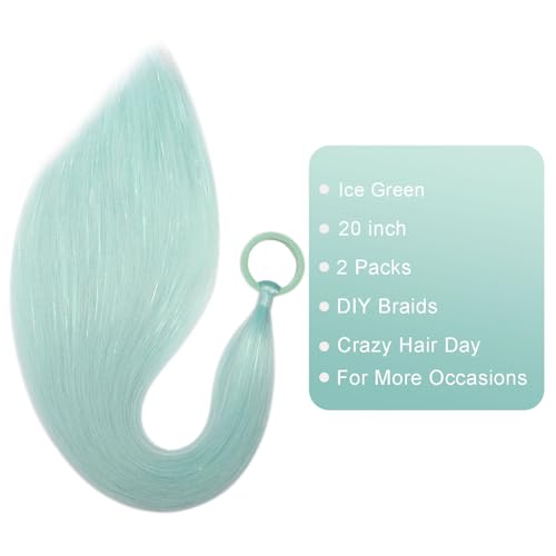 TASHEEMA 20-Inch Ice Green Hair Extensions with Tinsel for Braids