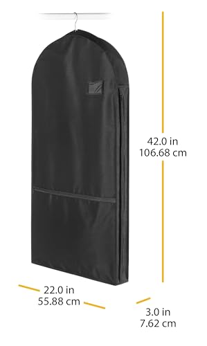 Whitmor Deluxe Garment Bag with Zipper Pocket, 42-Inch Black