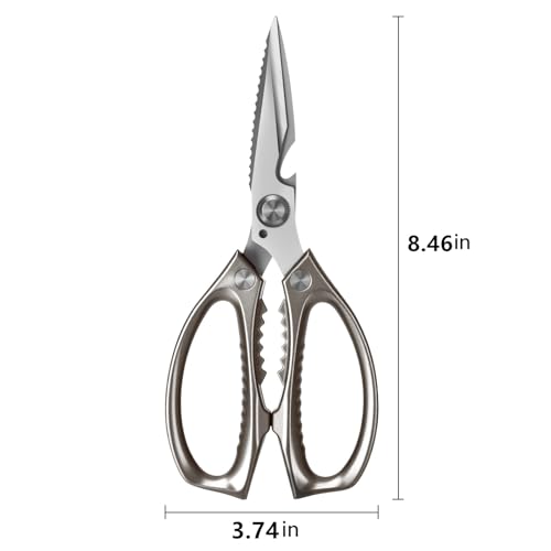Honsen Silver All-Purpose Kitchen Scissors - Ultra Sharp Heavy Duty Food Shears