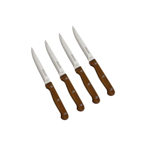 IMUSA 4-Piece Stainless Steel Steak Knife Set with Wood Handles