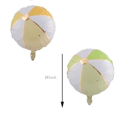 18 Inch Beach Ball Foil Balloons - Summer Pool & Party Decorations (8 Pack)