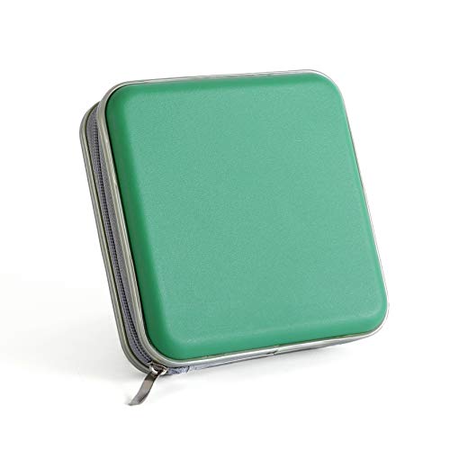 Green Hard Plastic CD/DVD Holder for 32 Discs, Study & Car Storage