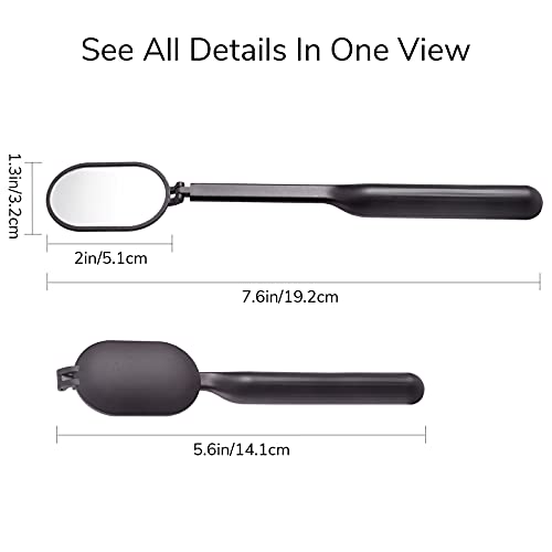 Miuffue Foldable Lash Mirror for Eyelash Extensions, 270° Rotating Black