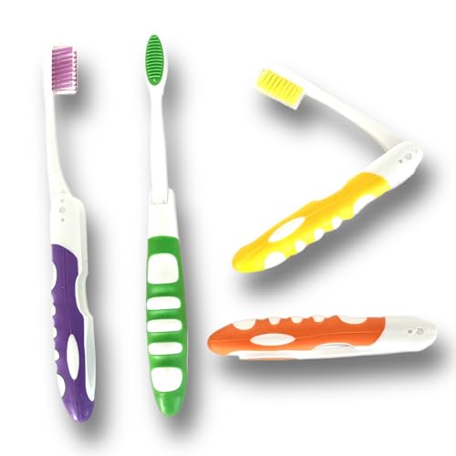 ALAZCO Folding Travel Toothbrush Medium Bristles 4-Pack
