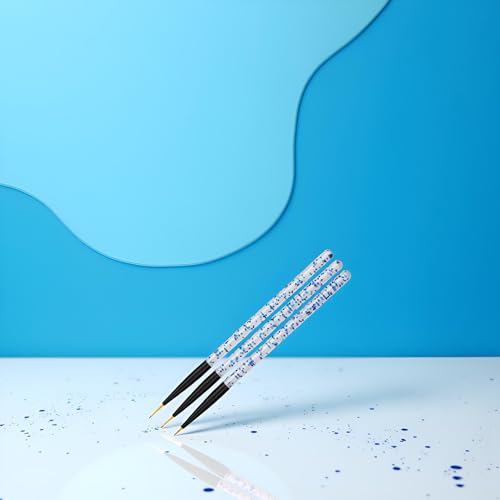 3-Piece Blue Nail Art Liner Brushes for UV Gel and Acrylic Painting