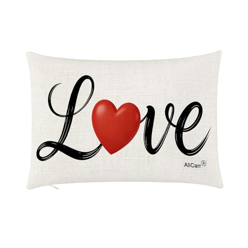 Love Hearts Throw Pillow Cover 12x20 Inches - 3love Design