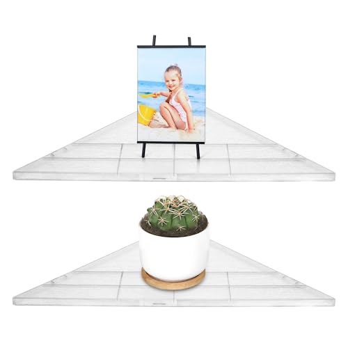 Evron Corner Mounting Shelf Set of 2 - Clear Floating Wall Shelves