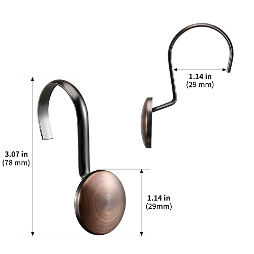 ZESLMG Bronze Shower Curtain Hooks - Rustproof Decorative Rings, Set of 12