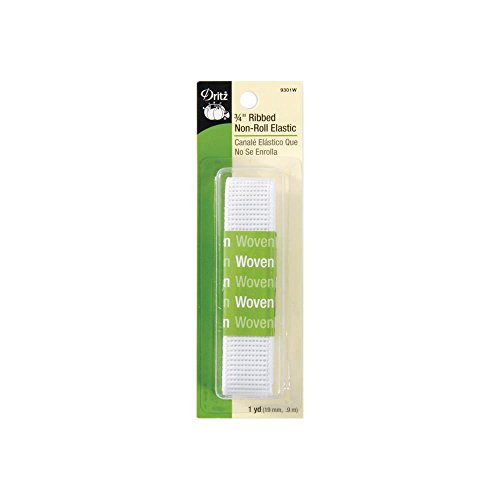 Dritz Ribbed Non-Roll Elastic - 3/4-Inch x 1-Yard, White