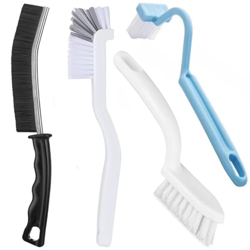Xemnys 4-Piece Crevice Cleaning Brush Set for Tile Grout and Toilet Rims