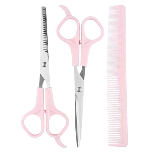 TIKMNO Pink Stainless Steel Hair Cutting Shears Set 6.7 Inch with Thinning Scissor and Comb
