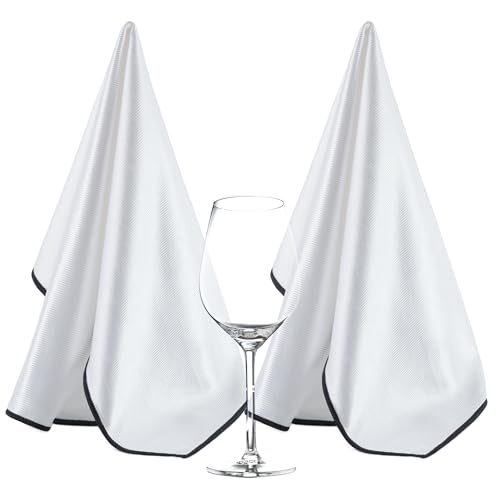 POLYTE Lint Free Microfiber Cloth for Wine Glasses, 18x28 in, 2 Pack