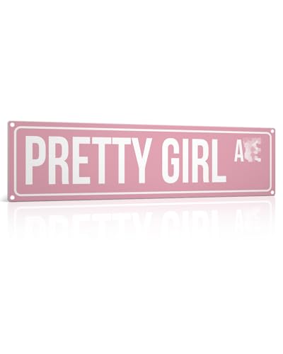 Pretty Girl Metal Sign - Pink Wall Decor for Girls Room