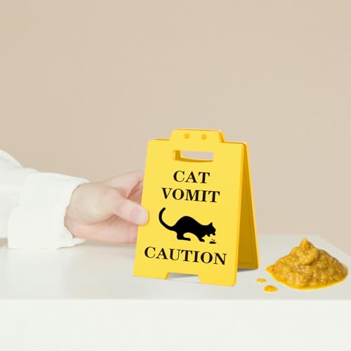 Funny Cat Vomit Caution Sign - Hilarious Desk Decor for Cat Lovers