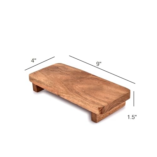 EDHAS Acacia Wood Soap Dispenser Tray, 9-Inch Rustic Sink Organizer