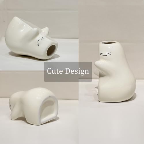 Cute Ceramic Toothbrush Holder Set - Pear Design for Bathroom