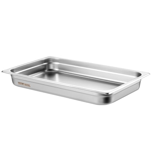 VEVOR 6 Pack Stainless Steel Hotel Pans,2.5-Inch Deep 0.8mm Thick Commercial Food Pans, Anti-Jam Catering Trays for Steam Tables, for Home, Party, Restaurant, Hotel, Buffet