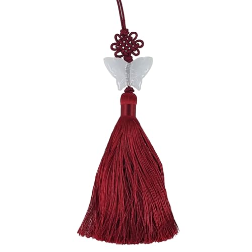 Jade Butterfly Norigae Dark Red - Korean Traditional Tassel Bag Charm