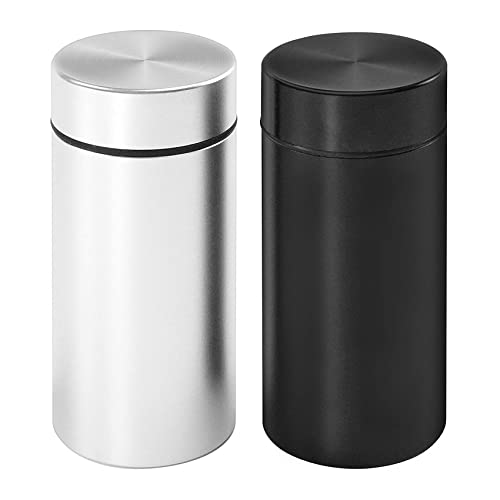 OZCHIN 80ml Silver & Black Aluminum Airtight Storage Jar - Portable & Smell Proof