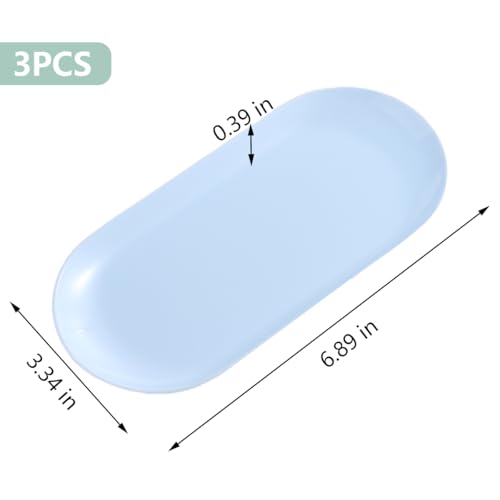 3-Piece Oval Plastic Manicure Tool Storage Tray Set