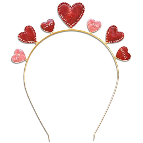 Valentine's Day Glitter Heart Headband Red Pink Hair Accessory