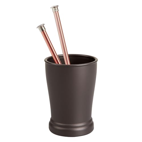 iDesign Kent Bathroom Tumbler Set - Bronze Plastic Toothbrush Holder (2 Pack)
