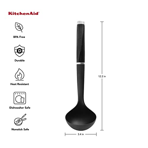 KitchenAid Classic Nylon Ladle Black - Pack of 12, Heat Resistant
