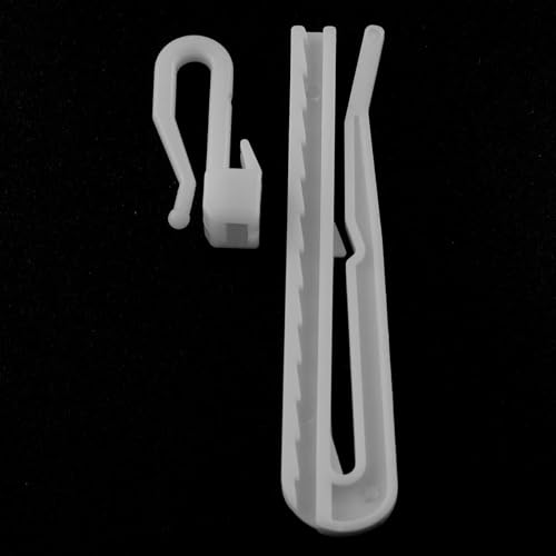 20 Adjustable Plastic Curtain Hooks for Pleater Tape - 7cm White