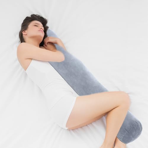 TIESOME Round Body Pillow Cover - 47 Inch Soft Velvet Case with Zipper