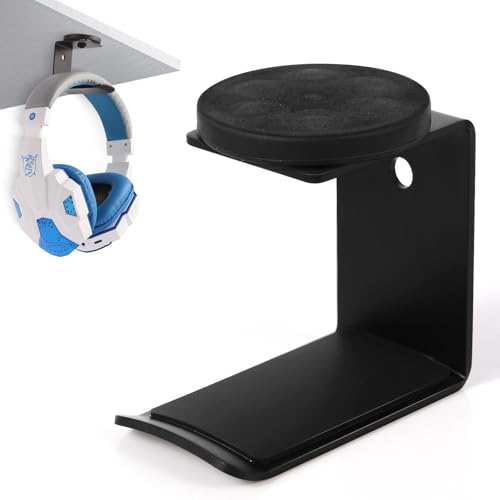 Black Aluminum Magnetic Headphone Holder with Rubber-Coated Magnet - Supports Up to 30 lbs