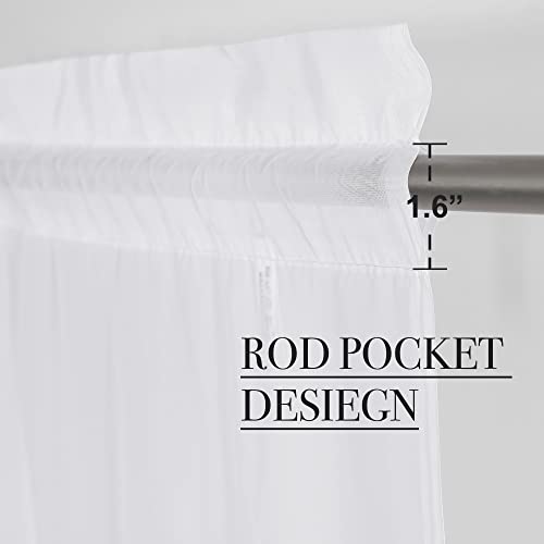NICETOWN White Voile Sheer Kitchen Curtains, 60"W x 30"L, 2-Panel Set