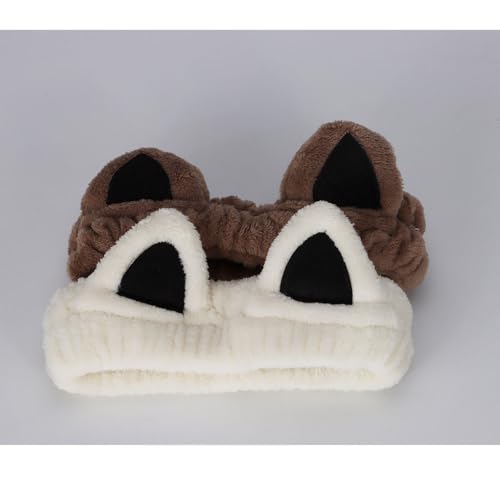 Cat Ears Spa Headband Soft Coral Fleece Makeup Headband 2 Pack