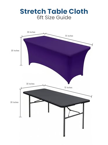Utopia Kitchen Purple Spandex Table Cloth 2 Pack for 6FT Tables