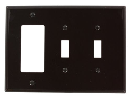Leviton Brown Midway 3-Gang Wallplate, 2-Toggle & 1-Decora
