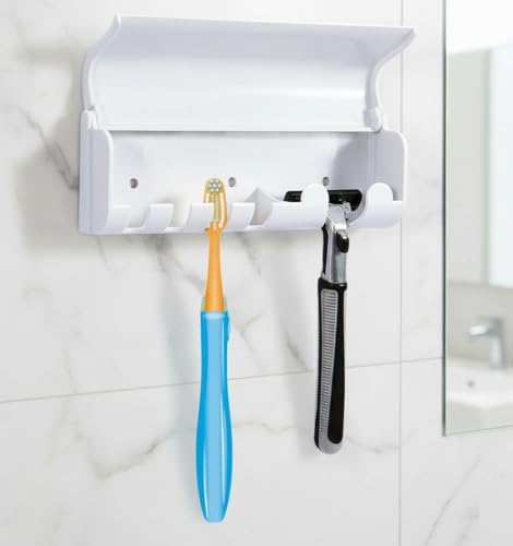 Dustproof Wall-Mounted Toothbrush Holder with Cover - 5 Slots