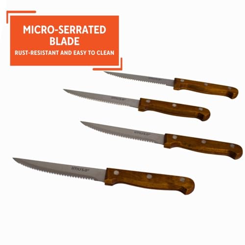 IMUSA 4-Piece Stainless Steel Steak Knife Set with Wood Handles