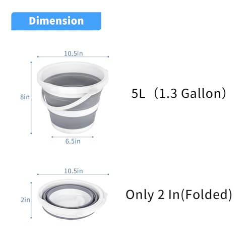 Craftend 5L Collapsible Cleaning Bucket - Portable & Foldable for Camping, Car Washing, and Household Use