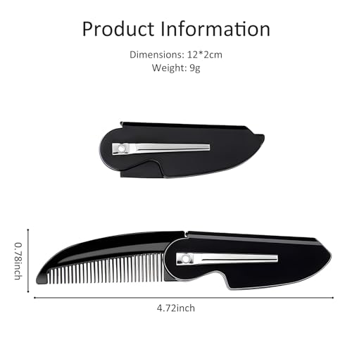 Kootinn 4-Pack Folding Mustache Comb - Handmade Metal Pocket Grooming Tool