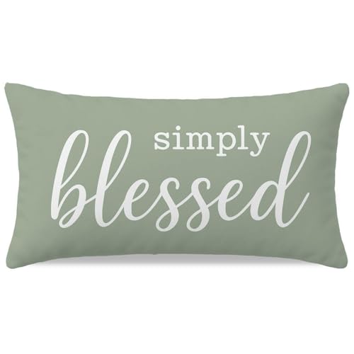 Sage Green Decorative Lumbar Pillow Cover 12x20 - Simply Blessed