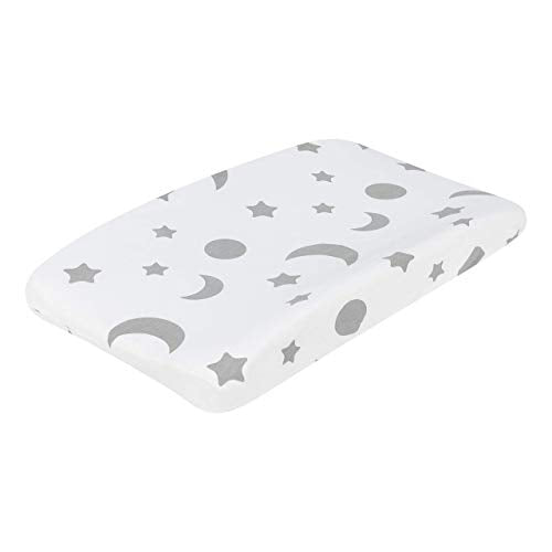 Everyday Kids 2-Pack Baby Changing Pad Covers - Gray Moon & Stars, 100% Cotton